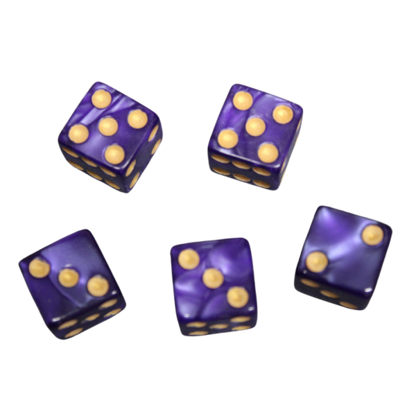 Grape Purple 16 mm D6 Dice Roll Playing Dices with Yellow Dots