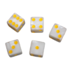 Marble White 16 mm D6 Dice Roll Playing Dices with Yellow Dots