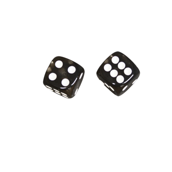 Translucent Black 14 mm D6 Roll Playing Game Dices with White Dots - Image 2