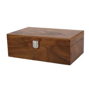 Large Walnut Chess Box With Metal Clasp 3.75 Inch