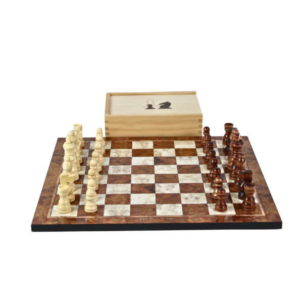 Mocha Design Chess Set 14 Inch with Storage Box