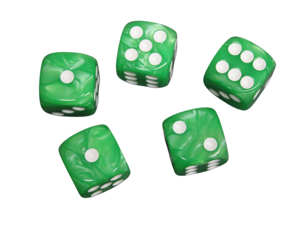 Pine Green Rounded Marble Effect 16 mm D6 Dice Roll Playing Dices with White Dots