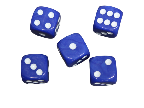 Royal Blue Rounded Marble Effect 16 mm D6 Dice Roll Playing Dices with White Dots
