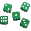 Opaque Green 12 mm D6 Roll Playing Game Dices with White Dots