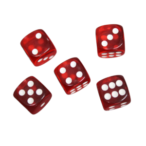 Translucent Red 14 mm D6 Roll Playing Game Dices with White Dots