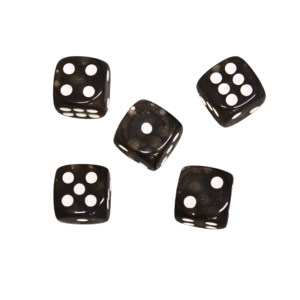 Translucent Black 14 mm D6 Roll Playing Game Dices with White Dots