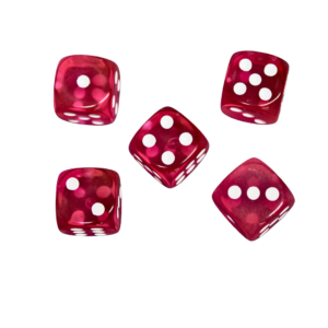 Translucent Pink 14 mm D6 Roll Playing Game Dices with White Dots