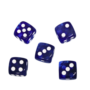 Translucent Dark Blue 14 mm D6 Roll Playing Game Dices with White Dots
