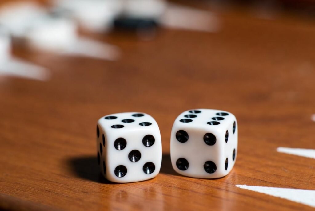 Alt text: Intense backgammon battle between skilled players, showcasing strategic depth and focused expressions.