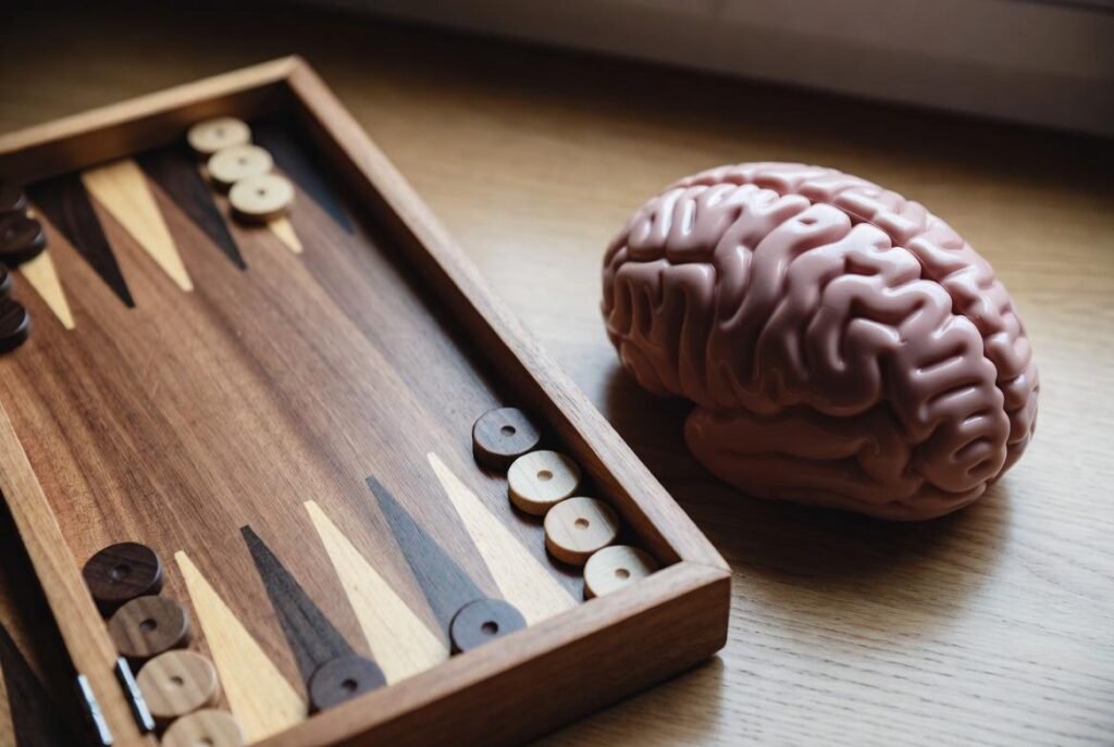 Alt text: Intense backgammon players focus on strategic moves, showing determination and emotion.